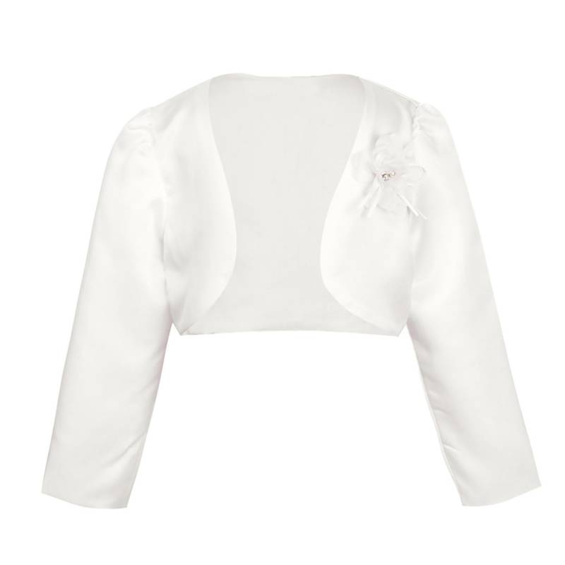 Kinder Mädchen Langarm Blumen Satin Bolero Shrug Strickjacke Hochzeit Brautjungfer Geburtstag Party Mantel 9-10 Years elfenbein von Joom DACH