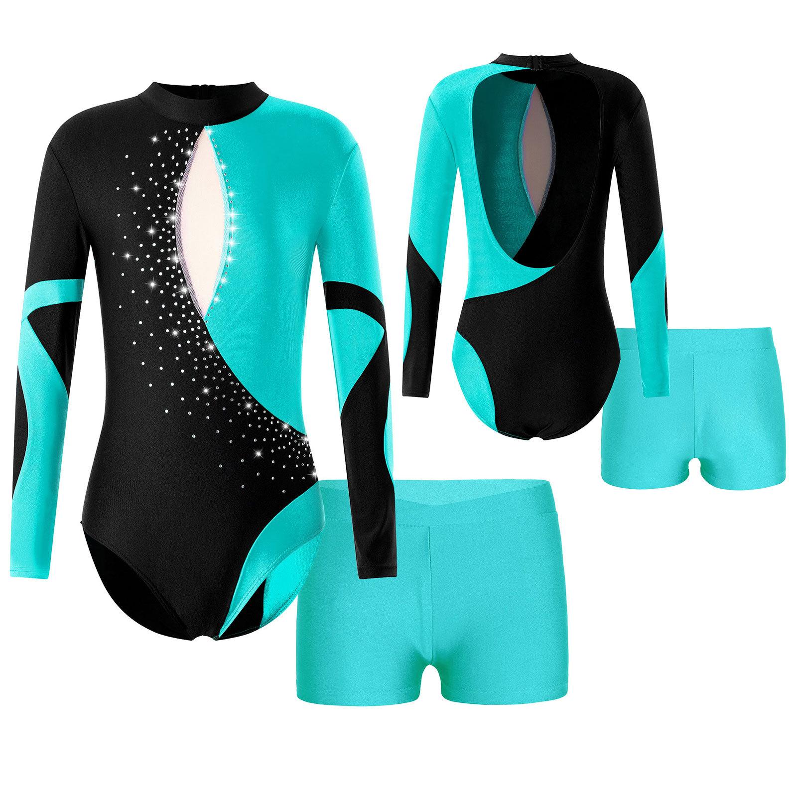 Kinder Mädchen Langarm Gymnastik Trikots mit Shorts 2 Stück Outfits Ballett Tanz Biketard Dancewear 9-10 Years blaugrün Kinder Mädchen Langarm Gymnastik Trikots mit Shorts 2 Stück Outfits Ballett Tanz Biketard Dancewear 9-10 Years blaugrün von Joom DACH