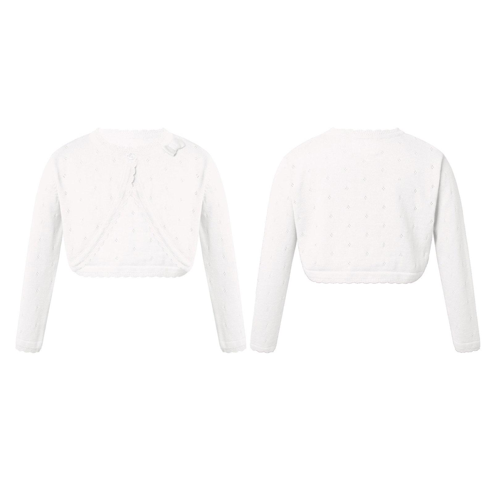 Kinder Mädchen Langarm Strickjacke mit Schleife Dekor Strickjacke Achselzucken Pullover Partykleid Mantel 7-8 Years weiß von Joom DACH
