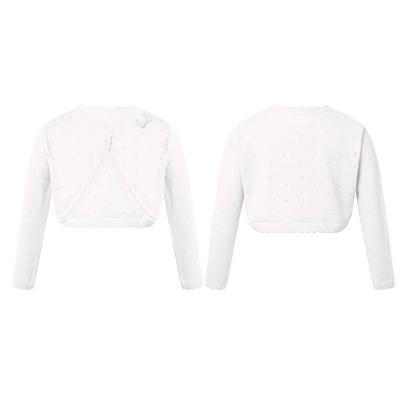 Kinder Mädchen Langarm Strickjacke mit Schleife Dekor Strickjacke Achselzucken Pullover Partykleid Mantel 7-8 Years weiß von Joom DACH