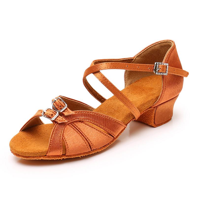 Kinder Mädchen Latein Tanzschuhe Damen Ballsaal Latein Schuhe Damen Modern Tango Tanzen Performance Schuhe Salsa Sandalen 28 dunkelbraune von Joom DACH