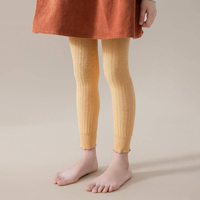 Kinder Mädchen Leggings Frühling Herbst Strick Rippstrick Kinder Strumpfhose Für Mädchen Mode 0-12 Jahre Student Sport Baby Strumpfhose XL(9-12y) gelb von Joom DACH