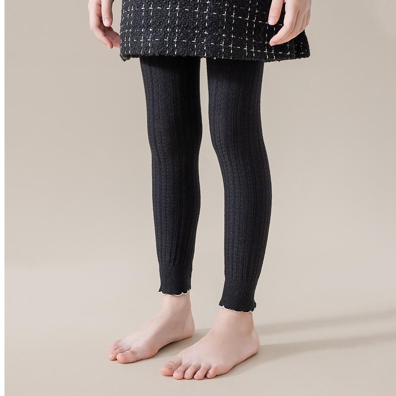 Kinder Mädchen Leggings Frühling Herbst Strick Rippstrick Kinder Strumpfhose Für Mädchen Mode 0-12 Jahre Student Sport Baby Strumpfhose XL(9-12y) schwarz von Joom DACH