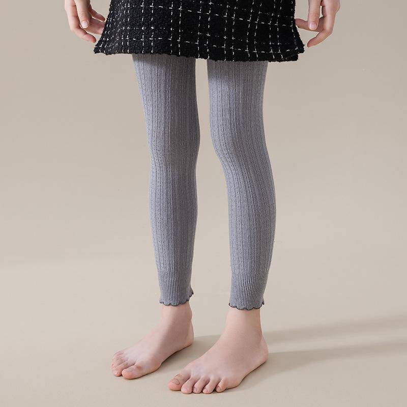 Kinder Mädchen Leggings Frühling Herbst Strick Rippstrick Kinder Strumpfhose Für Mädchen Mode 0-12 Jahre Student Sport Baby Strumpfhose XL(9-12y) grau von Joom DACH