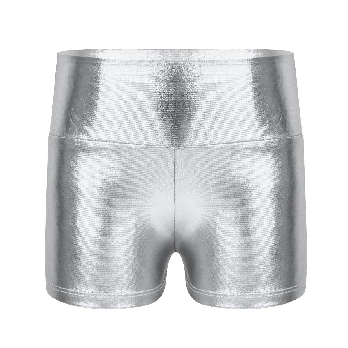 Kinder Mädchen Metallic Shiny Gymnastic Dance Shorts Sporthosen Ballett Activewear Shorts 9-10 Years silber von Joom DACH