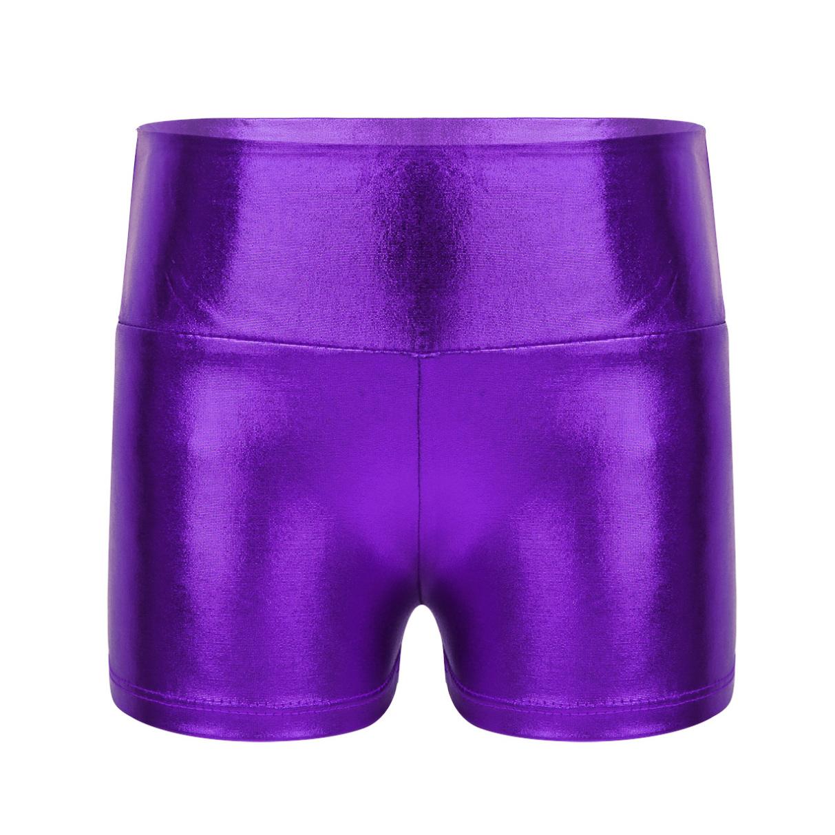 Kinder Mädchen Metallic Shiny High Waist Dance Shorts Bottoms Activewear Sport Gymnastic Workout Pants 11-12 Years violett von Joom DACH