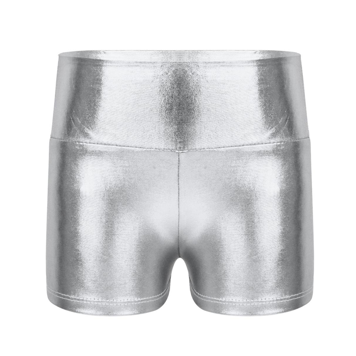 Kinder Mädchen Metallic Shiny High Waist Dance Shorts Bottoms Activewear Sport Gymnastic Workout Pants 9-10 Years silber von Joom DACH