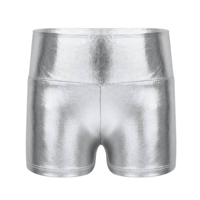 Kinder Mädchen Metallic Shiny High Waist Dance Shorts Bottoms Activewear Sport Gymnastic Workout Pants 9-10 Years silber von Joom DACH