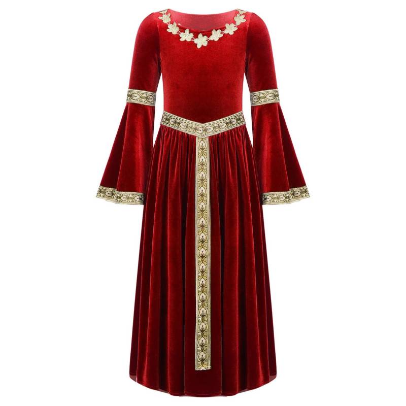 Kinder Mädchen Mittelalter Renaissance Prinzessin Kostüme Samt Vintage Maxikleid Ballkleid Halloween Kostüm 7-8 Years rot von Joom DACH