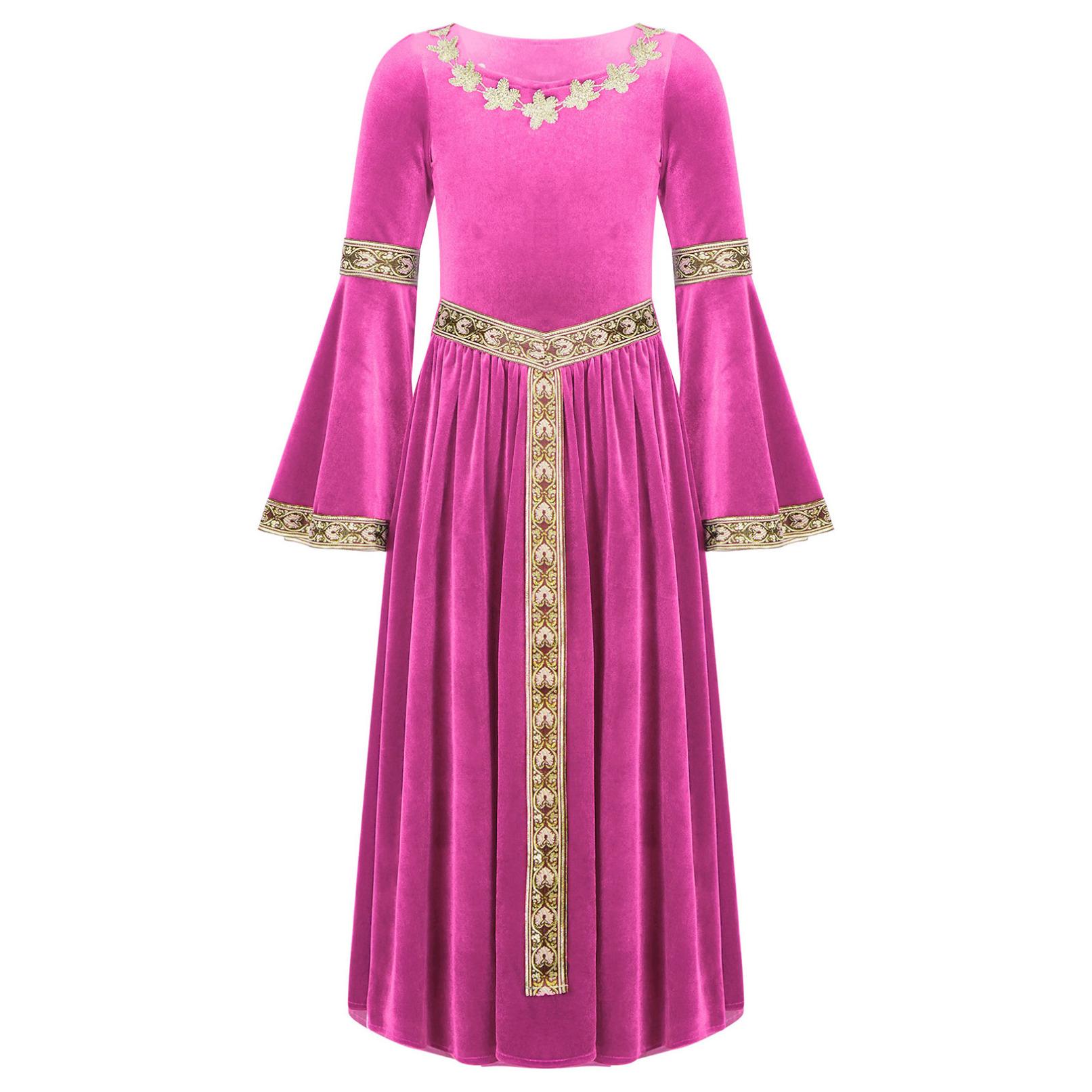 Kinder Mädchen Mittelalter Renaissance Prinzessin Kostüme Samt Vintage Maxikleid Ballkleid Halloween Kostüm 9-10 Years heißes rosa von Joom DACH