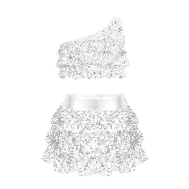 Kinder Mädchen Modern Jazz Dance Set Pailletten Crop Top mit Röcken Ballsaal Tanzkostüm 11-12 Years silber Kinder Mädchen Modern Jazz Dance Set Pailletten Crop Top mit Röcken Ballsaal Tanzkostüm 11-12 Years silber von Joom DACH