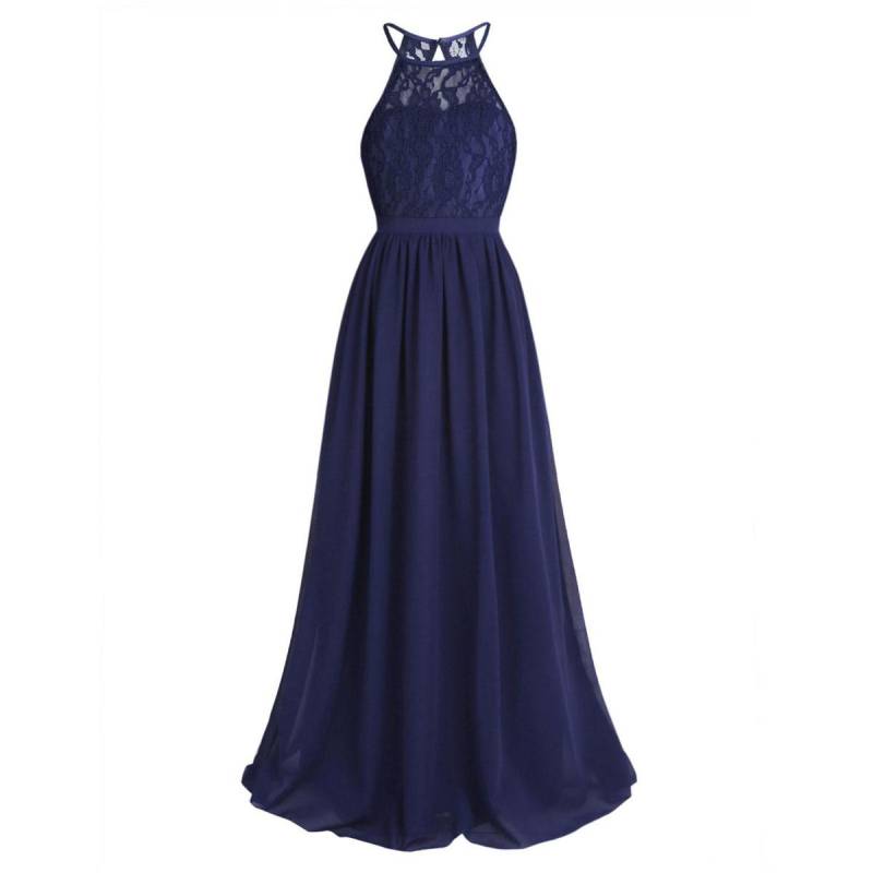 Kinder Mädchen Neckholder Spitze Chiffon Blumenmädchen Hochzeit Brautjungfernkleid Junior Ballkleid Formelles Party Festzug Kleid 7-8 Years navy blau von Joom DACH