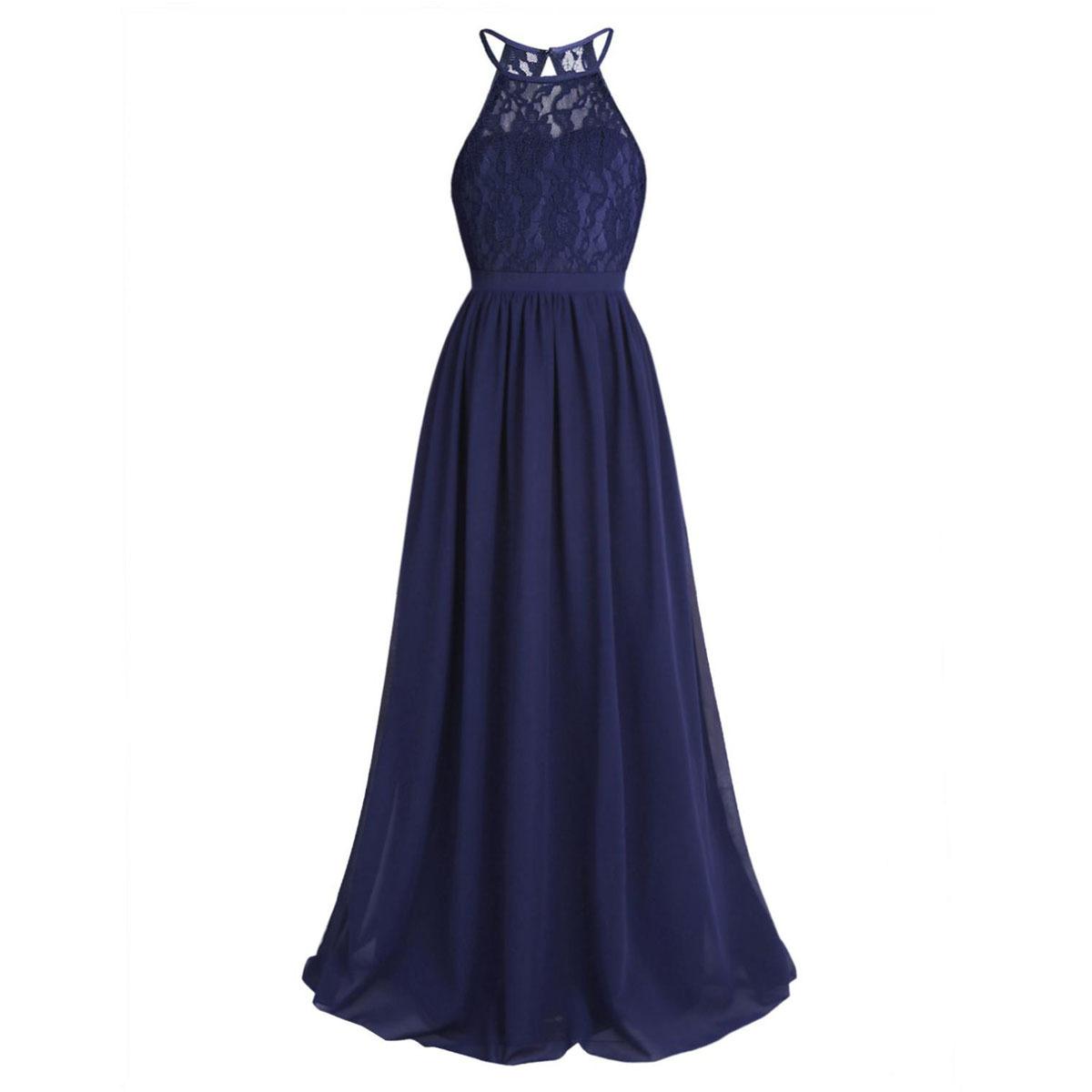 Kinder Mädchen Neckholder Spitze Chiffon Blumenmädchen Hochzeit Brautjungfernkleid Junior Ballkleid Formelles Party Festzug Kleid 7-8 Years navy blau von Joom DACH