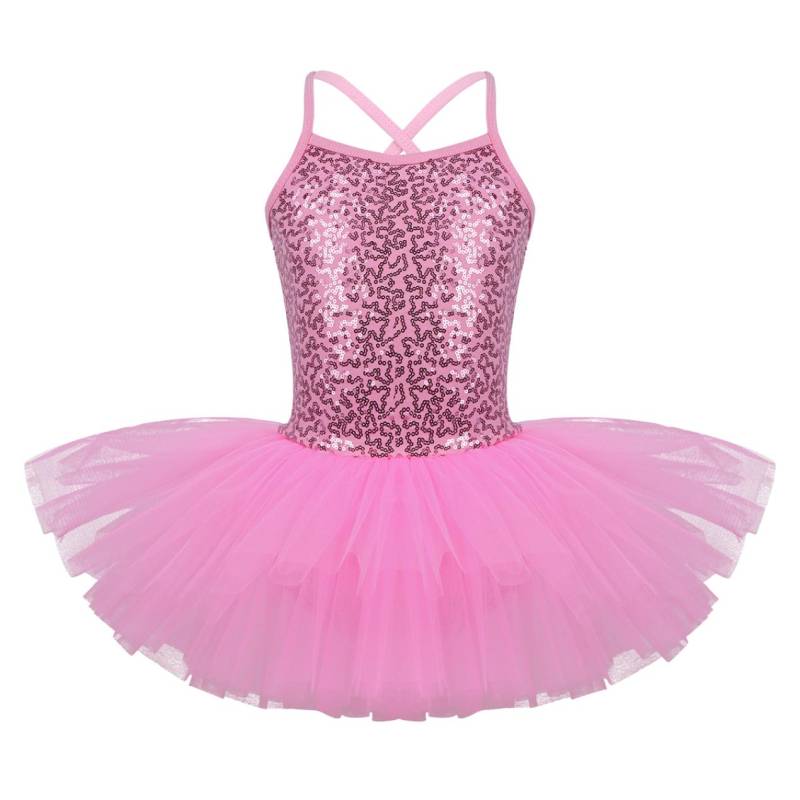 Kinder Mädchen Pailletten Camisole Ballett Tutu Kleid Rock Trikot Ballerina Glitzernde Tanzkostüme 3-4 Years rosa von Joom DACH