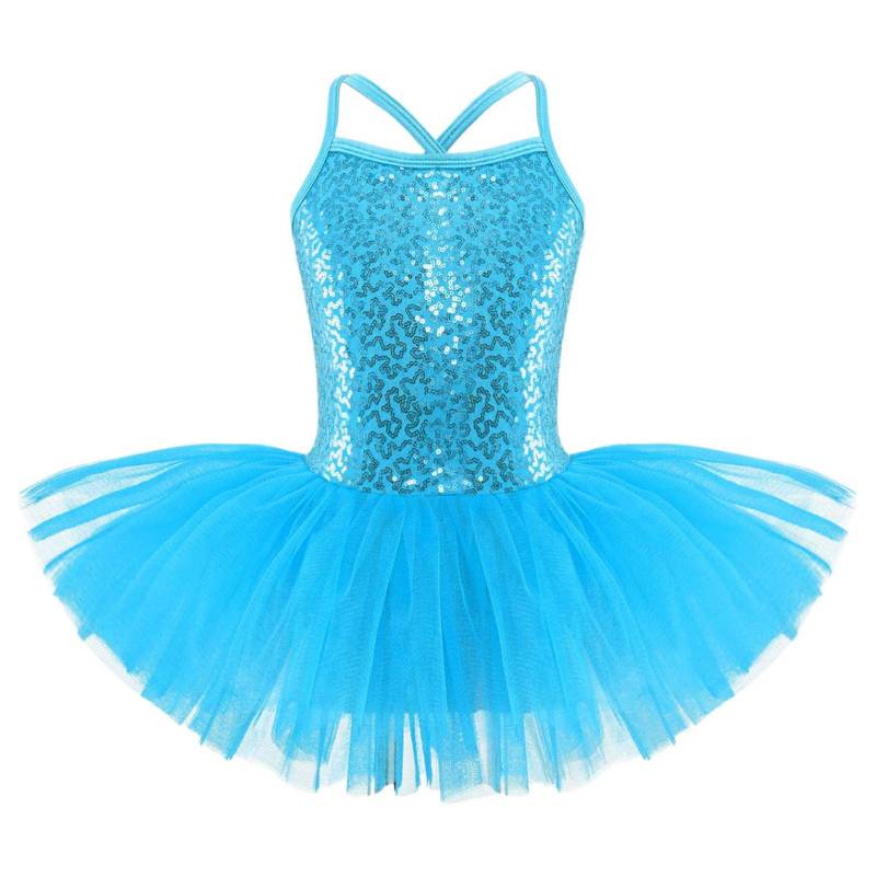 Kinder Mädchen Pailletten Camisole Ballett Tutu Kleid Rock Trikot Ballerina Glitzernde Tanzkostüme 7-8 Years blau von Joom DACH