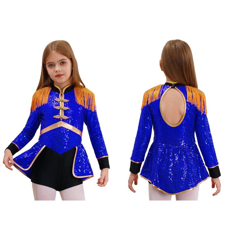 Kinder Mädchen Ringmaster Zirkus Zauberer Schlagzeuger Cosplay Kostüm Pailletten Body Punk Gothic Jacke Halloween Karneval Thema Party 5-6 Years königsblau von Joom DACH