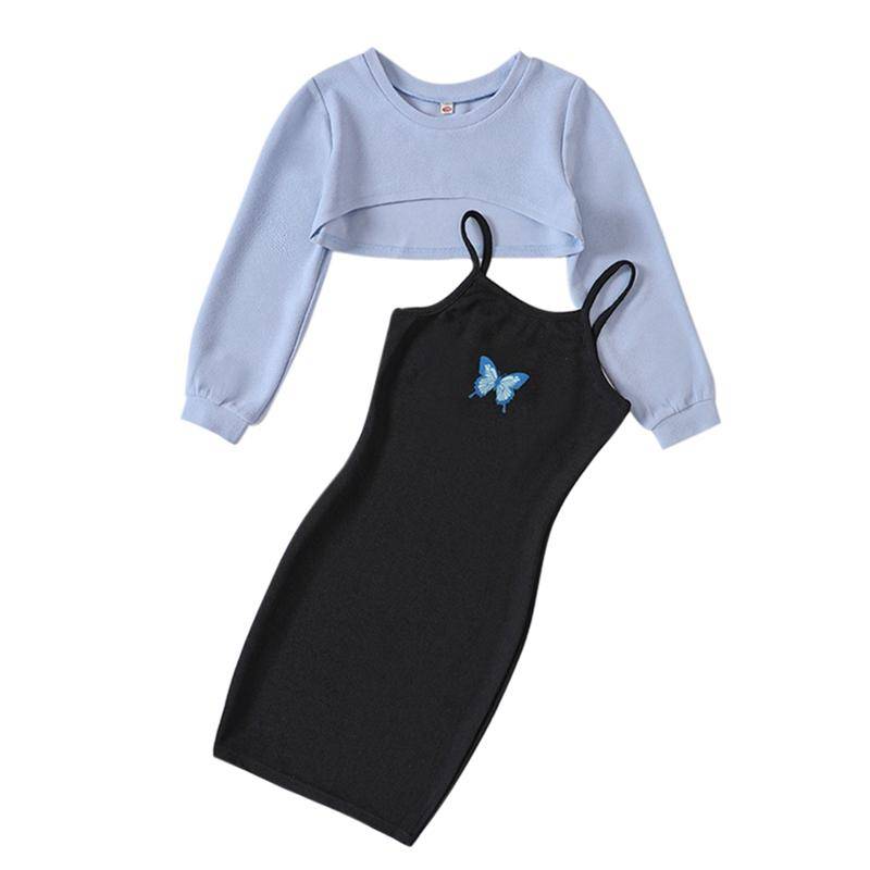 Kinder Mädchen Set aus Pullover und Camisole-Kleid, langärmeliges, kurzes Oberteil und ärmelloses Kleid, zweiteiliges Set 140 Kinder Mädchen Set aus Pullover und Camisole-Kleid, langärmeliges, kurzes Oberteil und ärmelloses Kleid, zweiteiliges Set 140 von Joom DACH