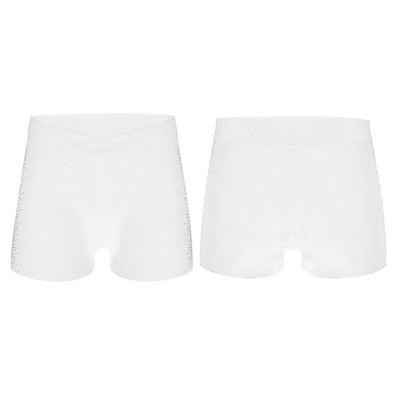 Kinder Mädchen Shorts mit glitzernden Strasssteinen, V-Front-Gummibund, kurze Leggings für Eiskunstlauf, Tanzen, Gymnastik 13-14 Years von Joom DACH