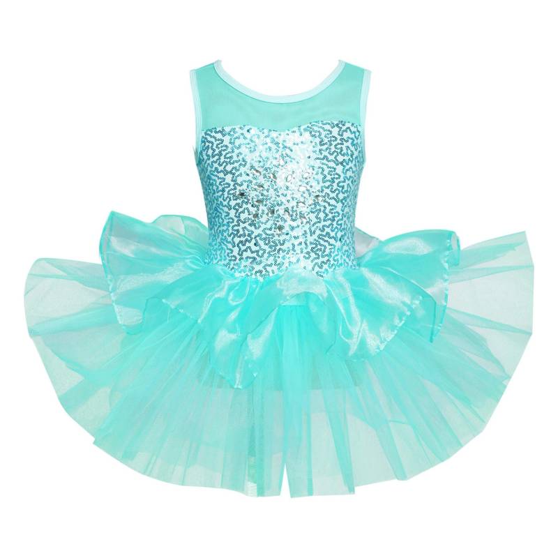 Kinder Mädchen Tanzkleid Ärmelloses Ballett-Trikot Tutu-Kleid Mesh-Splice-Kleid Gymnastik-Trikots 5-6 Years grün von Joom DACH