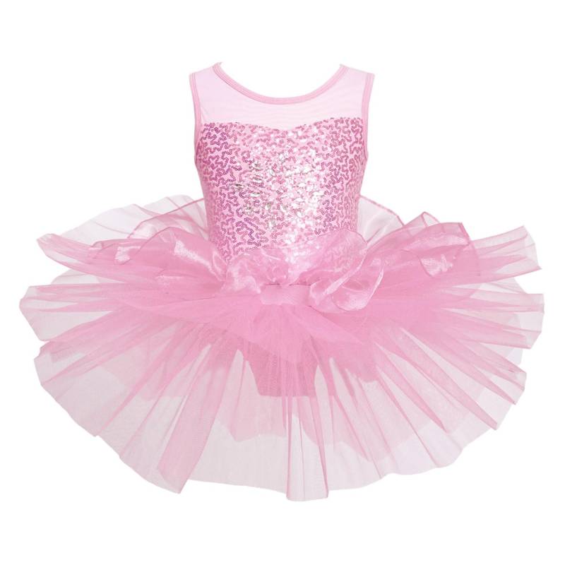 Kinder Mädchen Tanzkleid Ärmelloses Ballett-Trikot Tutu-Kleid Mesh-Splice-Kleid Gymnastik-Trikots 5-6 Years rosa von Joom DACH