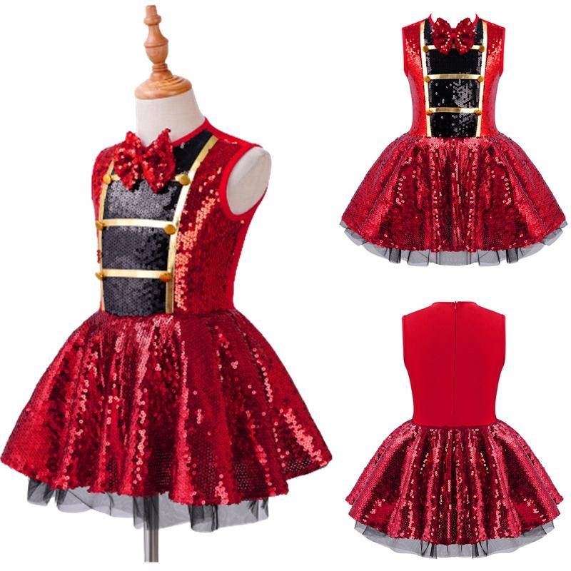 Kinder Mädchen Zirkus Karneval Halloween Party Zirkusdirektor Kostüm ärmelloses Tutu-Kleid 9-10 Years von Joom DACH