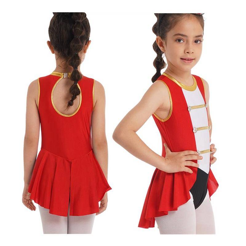 Kinder Mädchen Zirkus Ringmaster Cosplay Kostüme Halloween Ärmelloses Trikot Kleid Karneval Gymnastik Overall 11-12 Years rot von Joom DACH