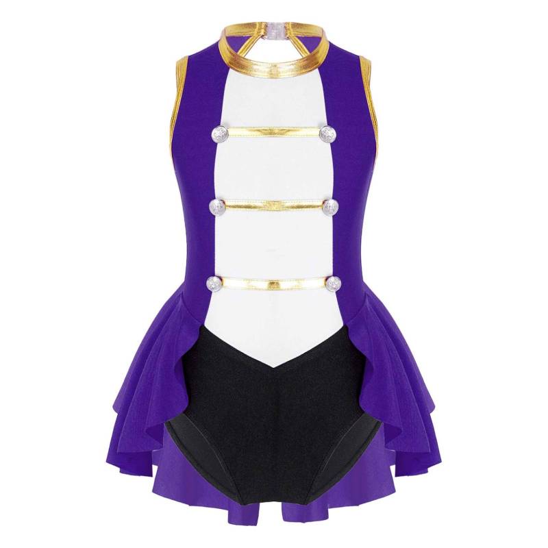 Kinder Mädchen Zirkus Ringmaster Cosplay Kostüme Halloween Ärmelloses Trikot Kleid Karneval Gymnastik Overall 11-12 Years violett von Joom DACH