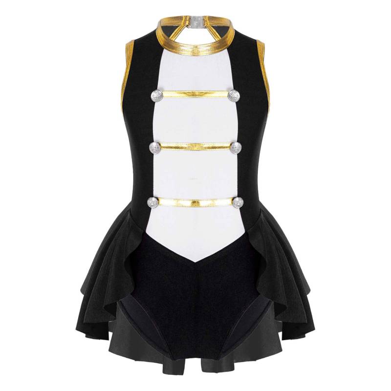 Kinder Mädchen Zirkus Ringmaster Cosplay Kostüme Halloween Ärmelloses Trikot Kleid Karneval Gymnastik Overall 5-6 Years schwarz von Joom DACH