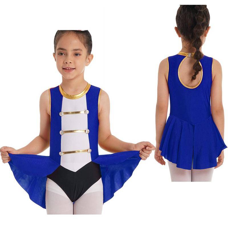 Kinder Mädchen Zirkus Ringmaster Cosplay Kostüme Halloween Ärmelloses Trikot Kleid Karneval Gymnastik Overall 9-10 Years königsblau von Joom DACH