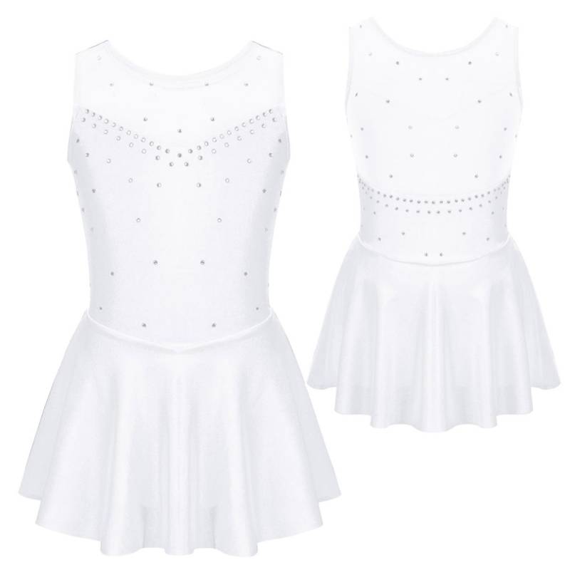 Kinder Mädchen ärmelloses glänzendes Strasssteinchen Eiskunstlaufkleid Gymnastik Tanztrikot Kleid 9-10 Years von Joom DACH
