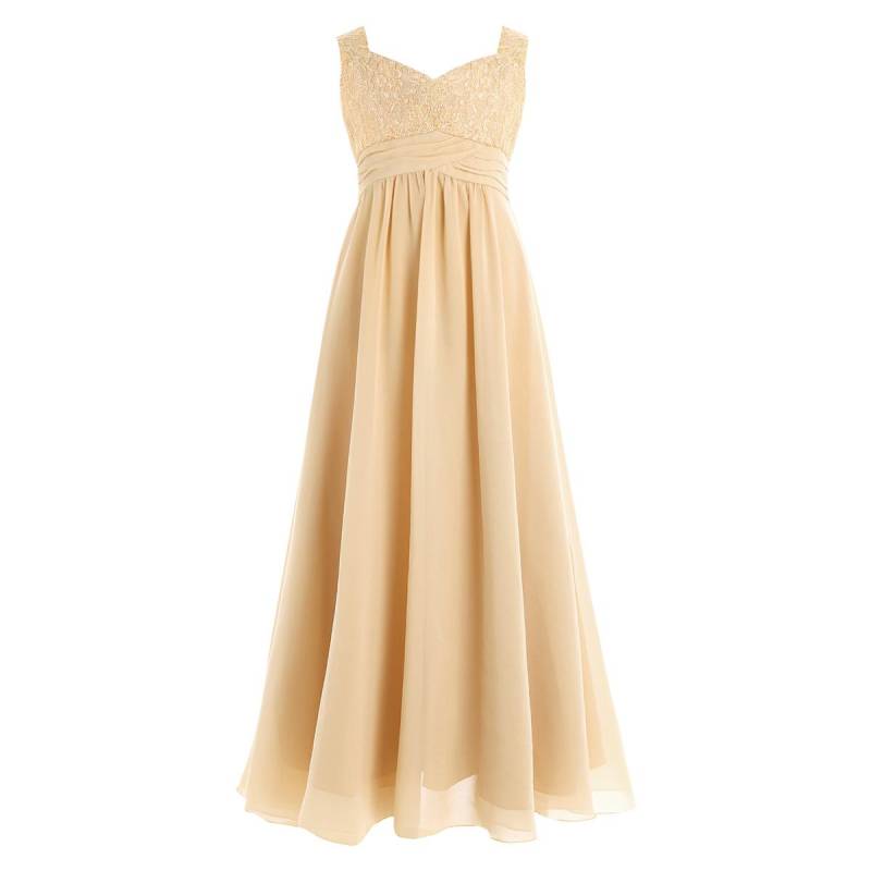 Kinder Mädchen formelles Kleid Chiffon langes Kleid Festzug Abschlussball Party Hochzeit Brautjungfer Blumenmädchenkleid 13-14 Years champagner von Joom DACH