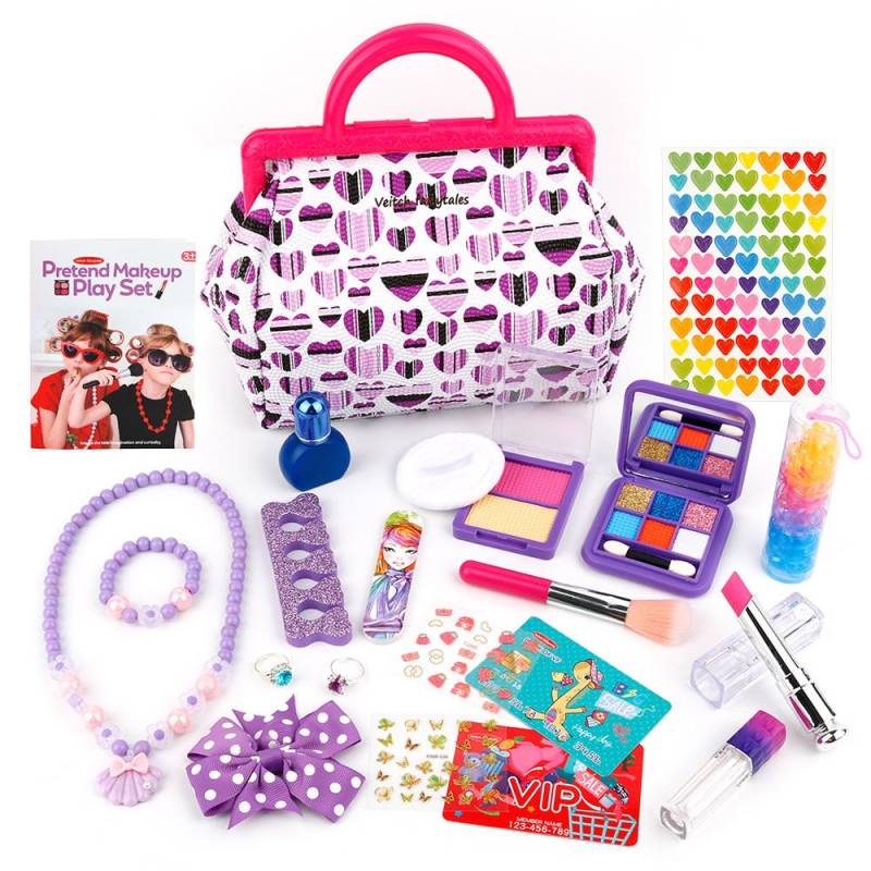 Kinder-Make-up-Set, Rollenspiel-Make-up-Set für Mädchen, Spiel-Make-up-Set mit Make-up-Tasche, Make-up-Spielzeug, Weihnachten bunt Kinder-Make-up-Set, Rollenspiel-Make-up-Set für Mädchen, Spiel-Make-up-Set mit Make-up-Tasche, Make-up-Spielzeug, Weihnachten bunt von Joom DACH