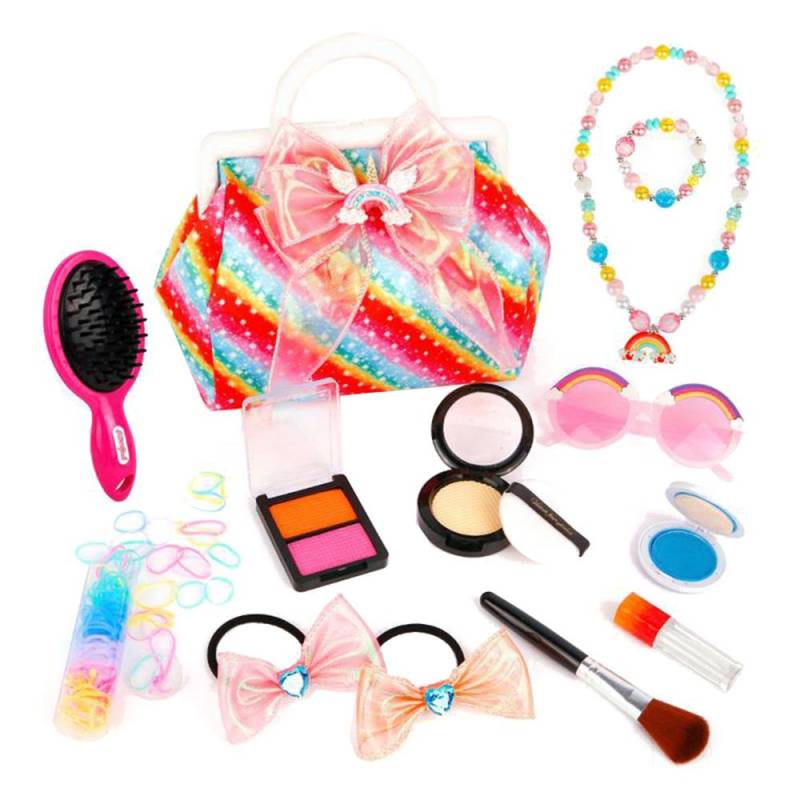 Kinder-Make-up-Set, Rollenspiel-Make-up-Set für Mädchen, Spiel-Make-up-Set mit Make-up-Tasche, Make-up-Spielzeug, Weihnachten bunt von Joom DACH