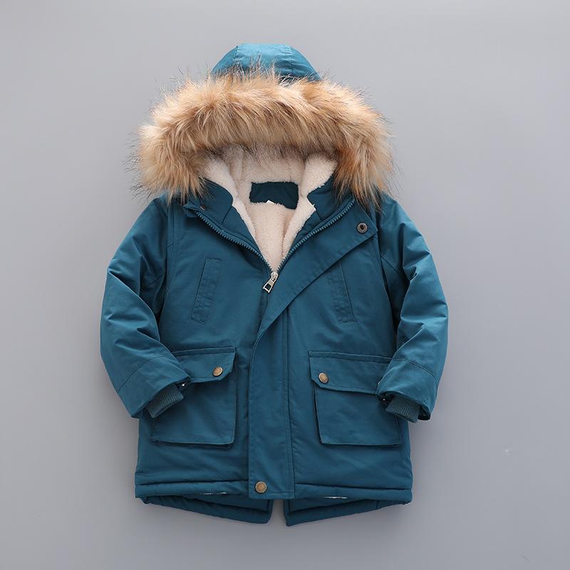 Kinder Mantel Jungen Dick Gepolsterte Winter Jacke Gepolsterte Winter Mantel Dicke Baumwolle 130 blau von Joom DACH