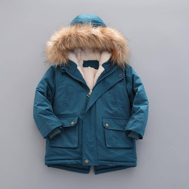 Kinder Mantel Jungen Dick Gepolsterte Winter Jacke Gepolsterte Winter Mantel Dicke Baumwolle 130 blau von Joom DACH
