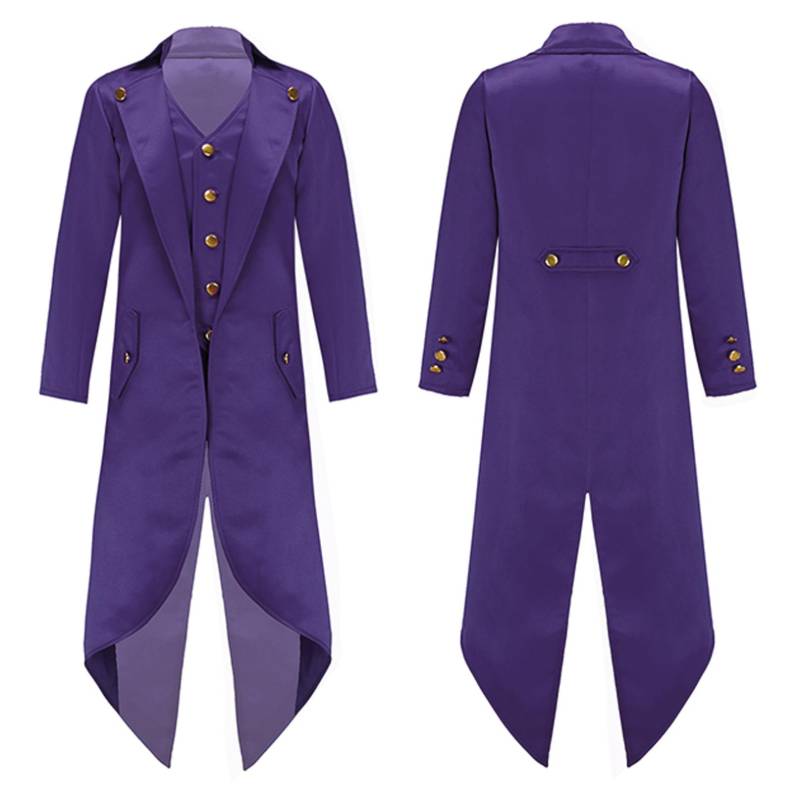 Kinder Mantel Mode Steampunk Vintage Frack Jacke Gothic Viktorianischen Gehrock Jungen Uniform Kostüm 13-14 Years violett von Joom DACH