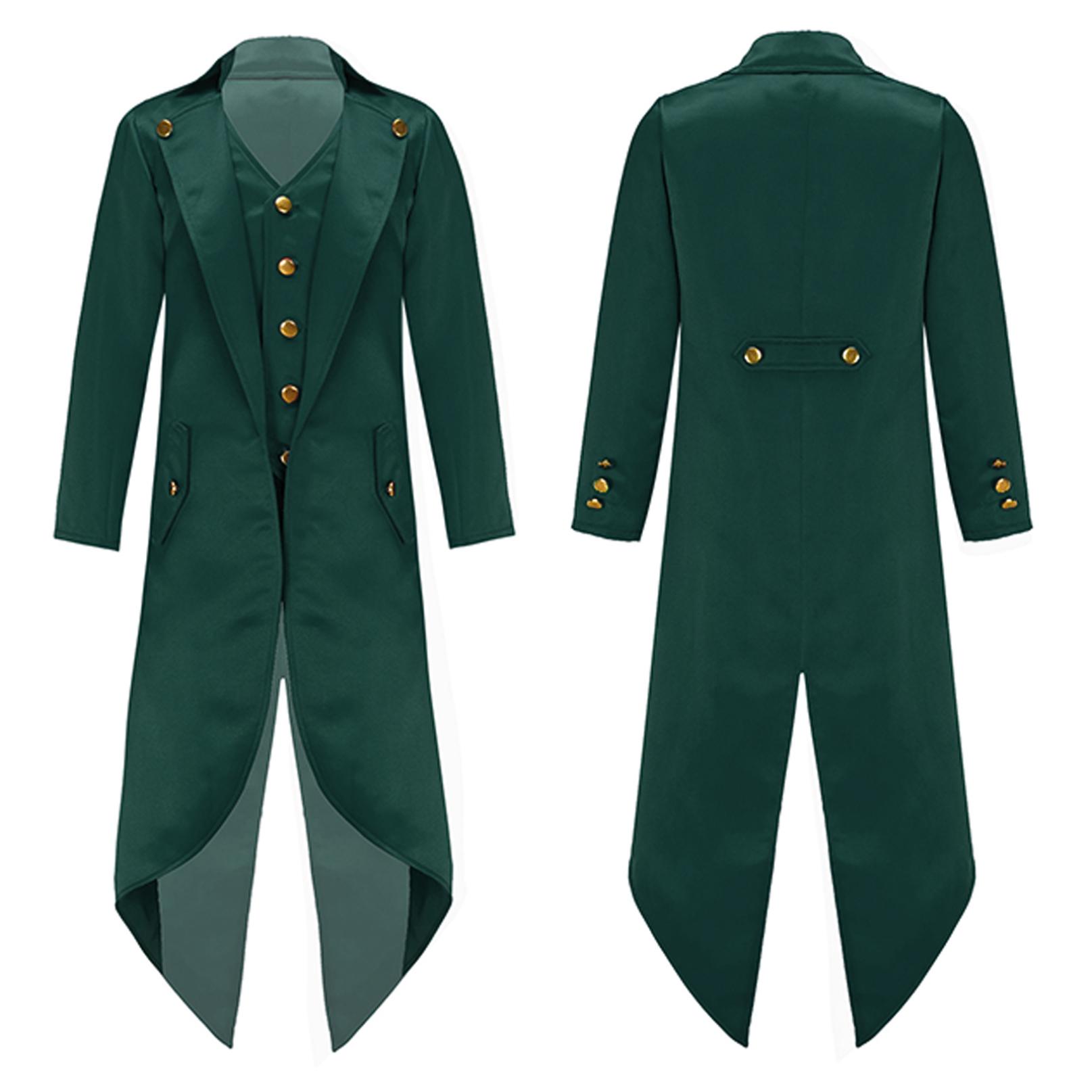Kinder Mantel Mode Steampunk Vintage Frack Jacke Gothic Viktorianischen Gehrock Jungen Uniform Kostüm 5-6 Years dunkelgrüne von Joom DACH