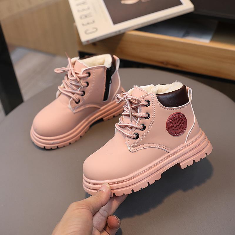 Kinder Martin Stiefel Winter Samt Verdickte Jungen und Mädchen Warme Baumwollstiefel Mittlere und Ältere Kinder Rutschfeste Kurze Stiefel Babystiefel 23 rosa von Joom DACH