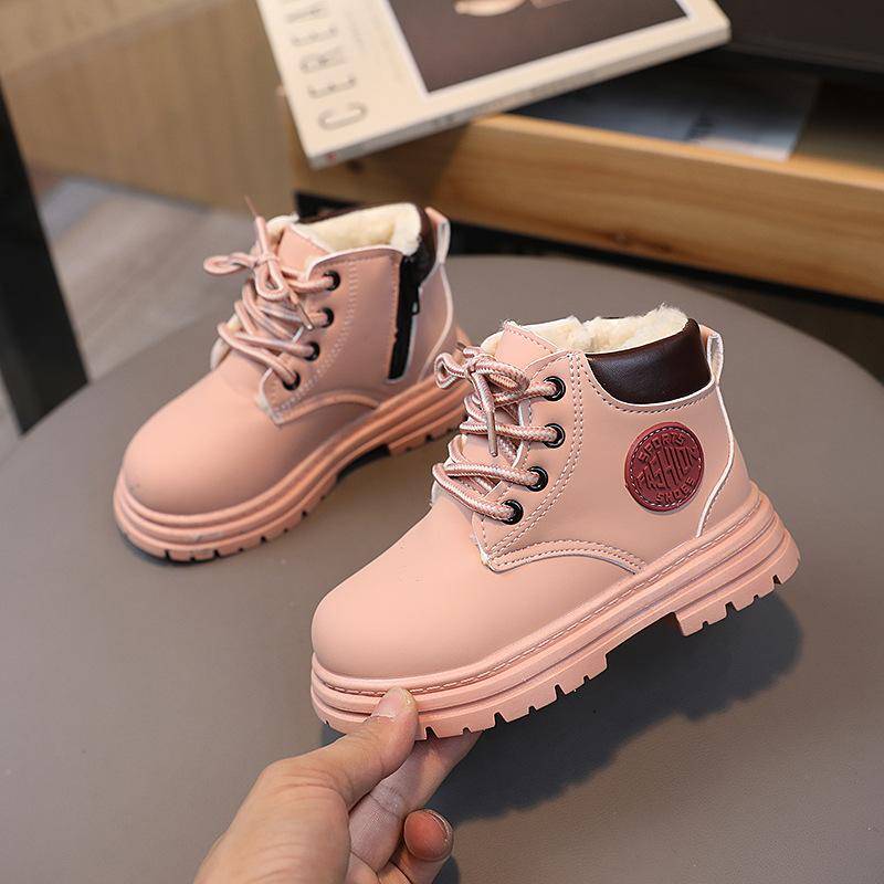 Kinder Martin Stiefel Winter Samt Verdickte Jungen und Mädchen Warme Baumwollstiefel Mittlere und Ältere Kinder Rutschfeste Kurze Stiefel Babystiefel 23 rosa von Joom DACH