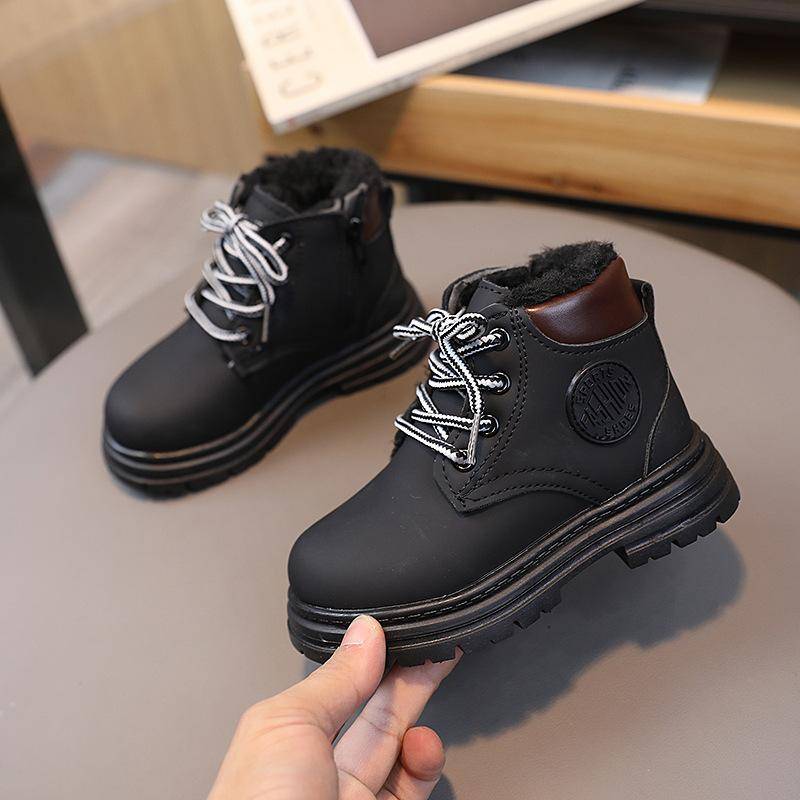 Kinder Martin Stiefel Winter Samt Verdickte Jungen und Mädchen Warme Baumwollstiefel Mittlere und Ältere Kinder Rutschfeste Kurze Stiefel Babystiefel 28 schwarz von Joom DACH