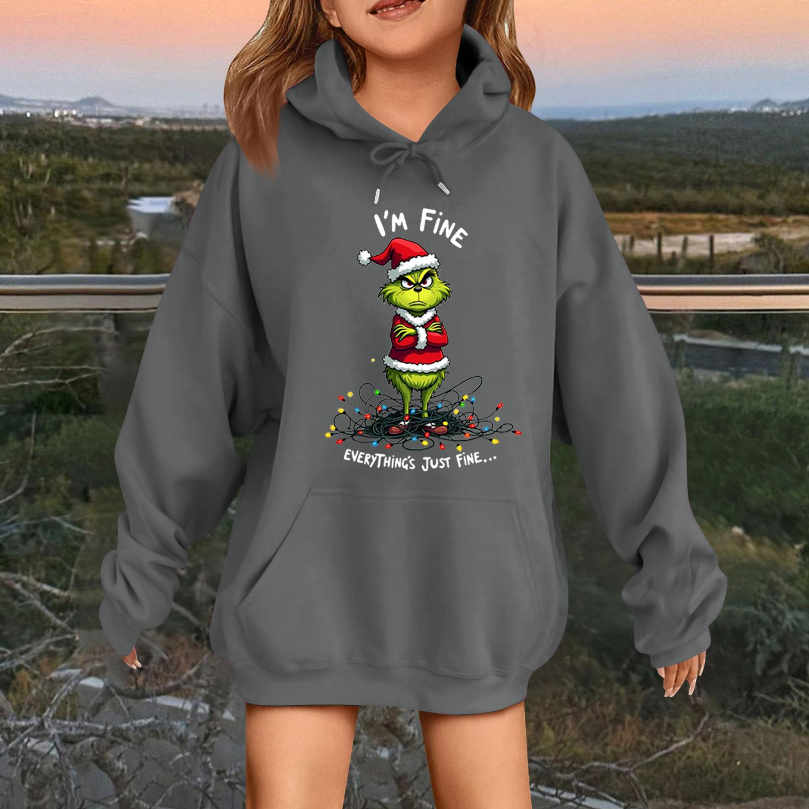 Kinder Modisches Lässiges Langarm Locker Weihnachtsdruck Pullover Kapuzen-Sweatshirt 140 von Joom DACH