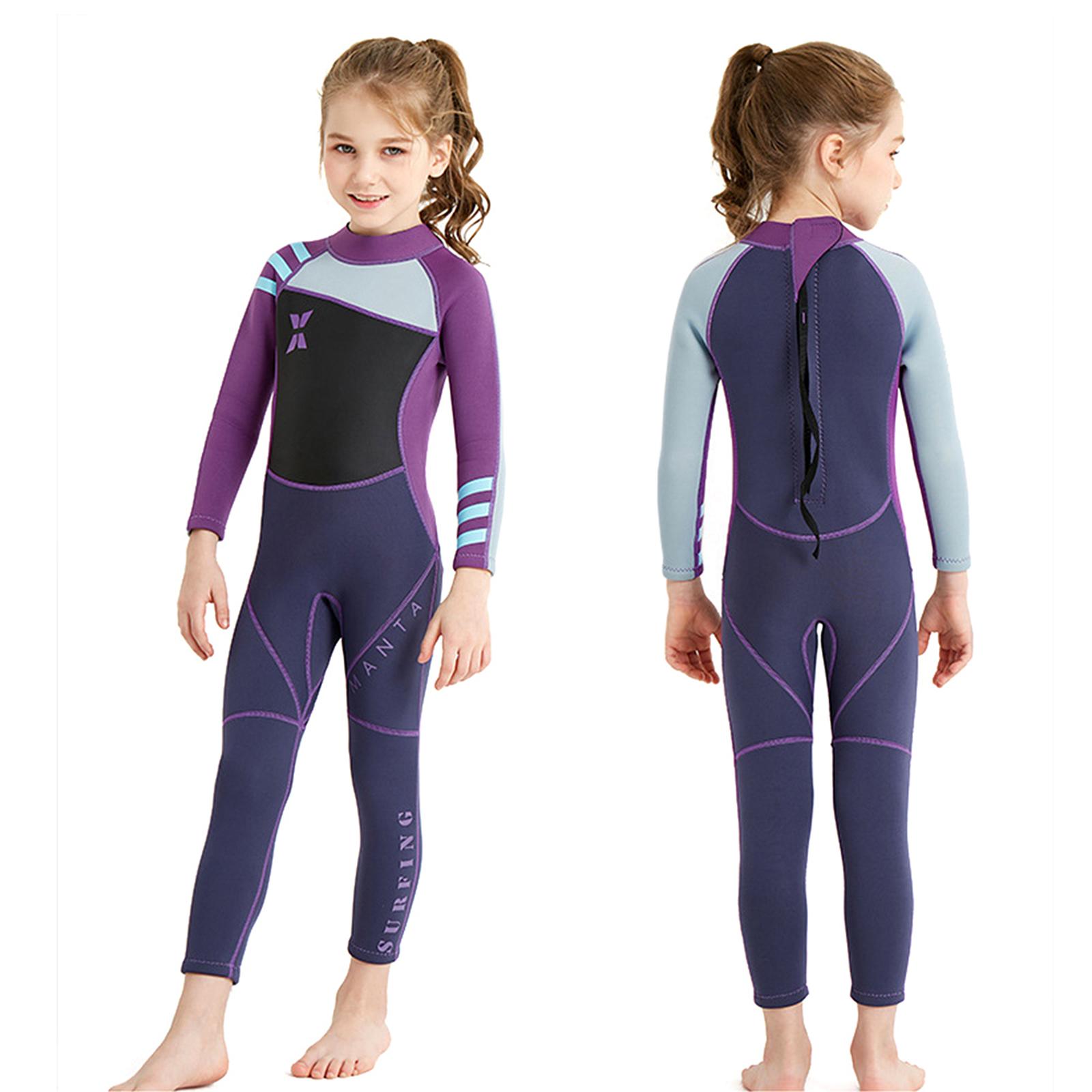 Kinder-Neoprenanzug, einteiliger Neopren-Badeanzug, Sonnenschutz zum Surfen, Tauchen, Schwimmen, Bootfahren im Winter L von Joom DACH
