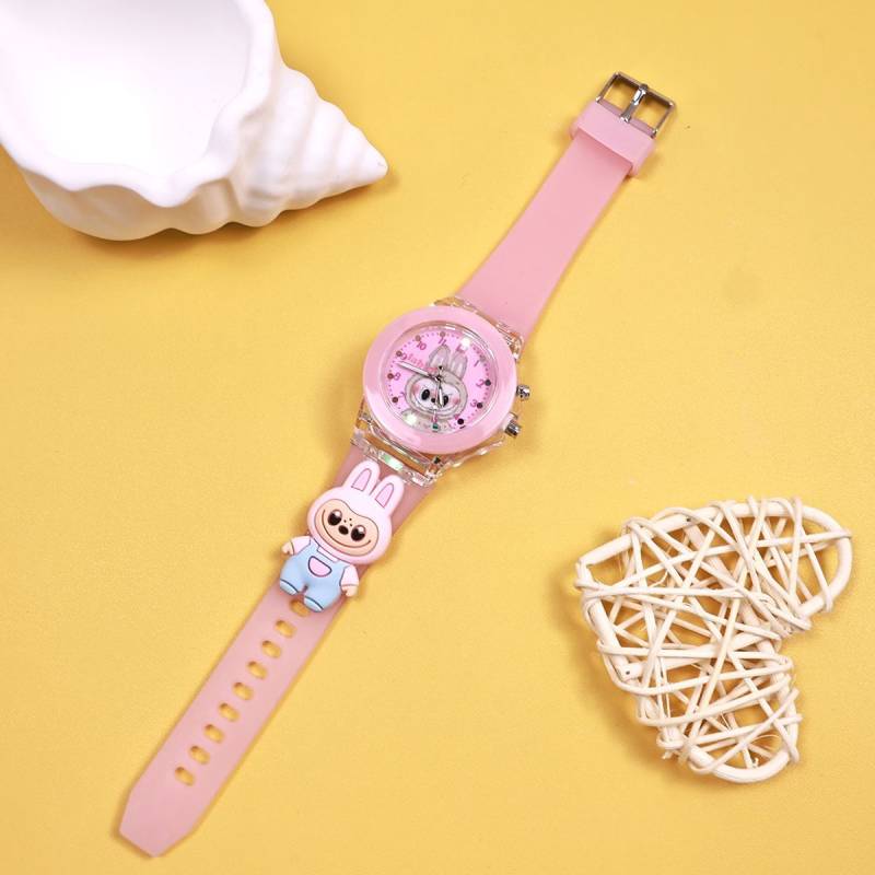Kinder Niedliche Puppe, Coole Leuchtende Zeiger Quarz Uhr watch + battery rosa von Joom DACH