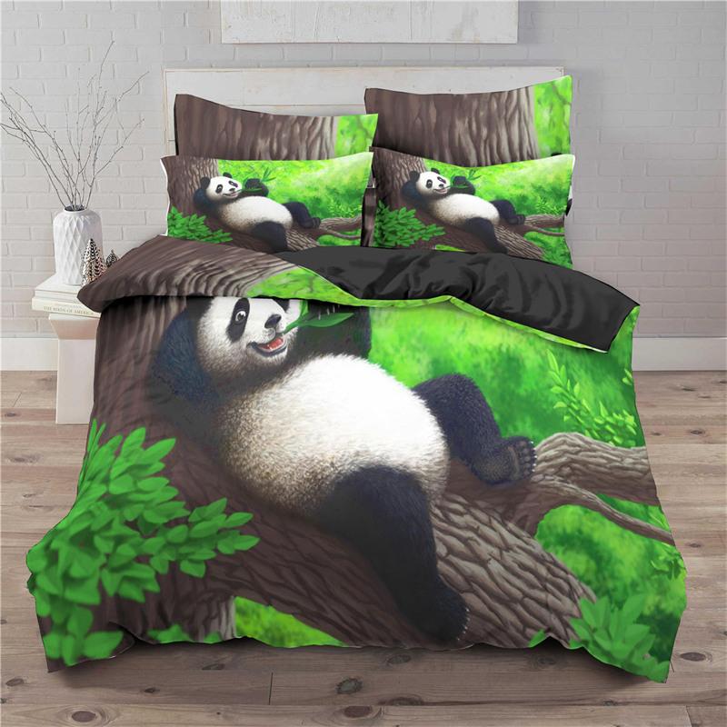 Kinder Niedliche Tiere Bettwäsche Set Twin King Für Jungen Mädchen Teenager 3D Panda Druck Bettbezug Mikrofaser Bettdeckenbezug Schlafzimmer Dekor EU single(135x200cm) von Joom DACH