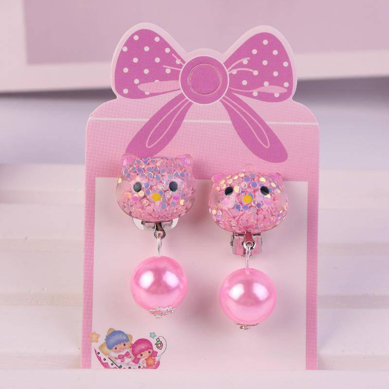 Kinder Ohrringe ohne Ohrlöcher Kleine Mädchen Niedliche Blume Katze Perle Modeschmuck Geschenk Perlenfransen Ohrclip Ohrhänger von Joom DACH