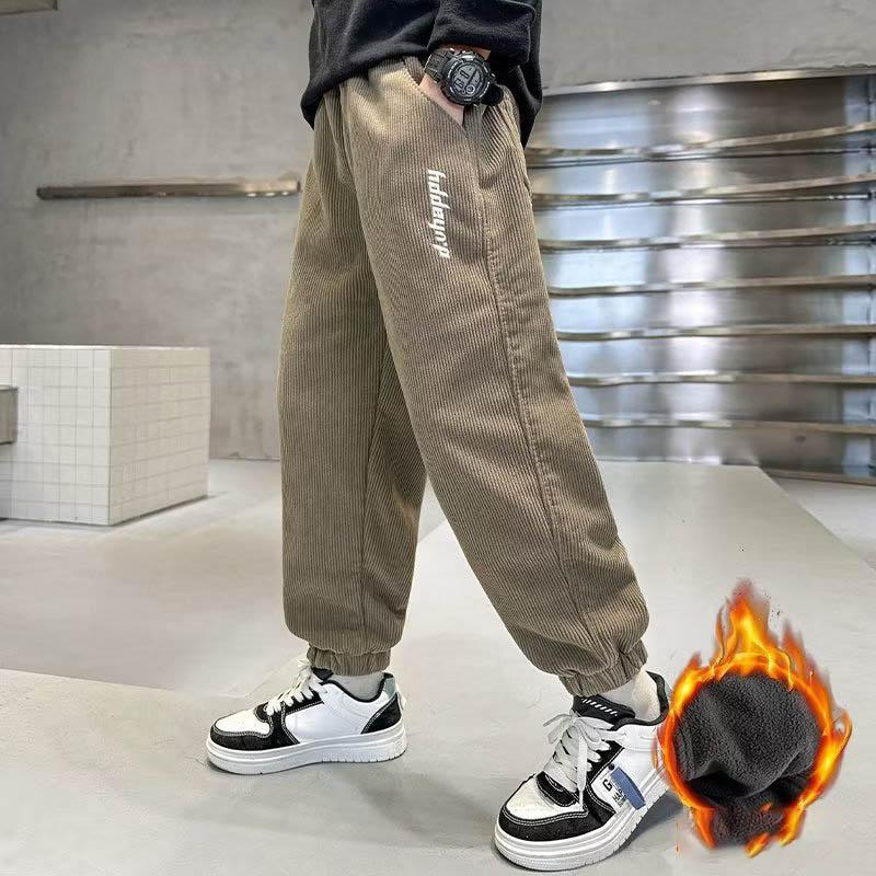 Kinder Plus Samthose Jungen Gefütterte Hosen Winter Neu Kinder Elastischer Bund Jogginghosen Teenager Lässige Fleece-Kleidung 170 von Joom DACH