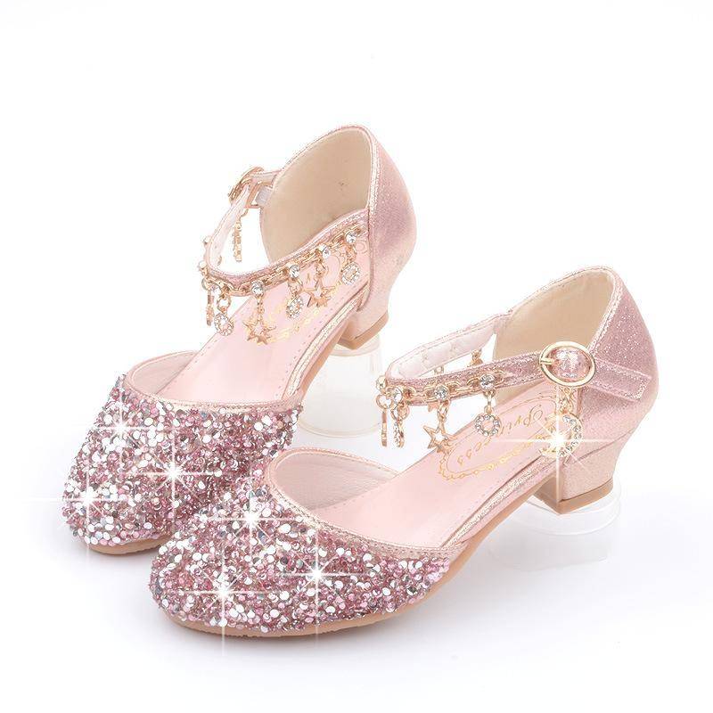 Kinder Prinzessin Schuhe Frühling Herbst Kristall High Heels Mädchen Performance Schuhe 28 rosa von Joom DACH
