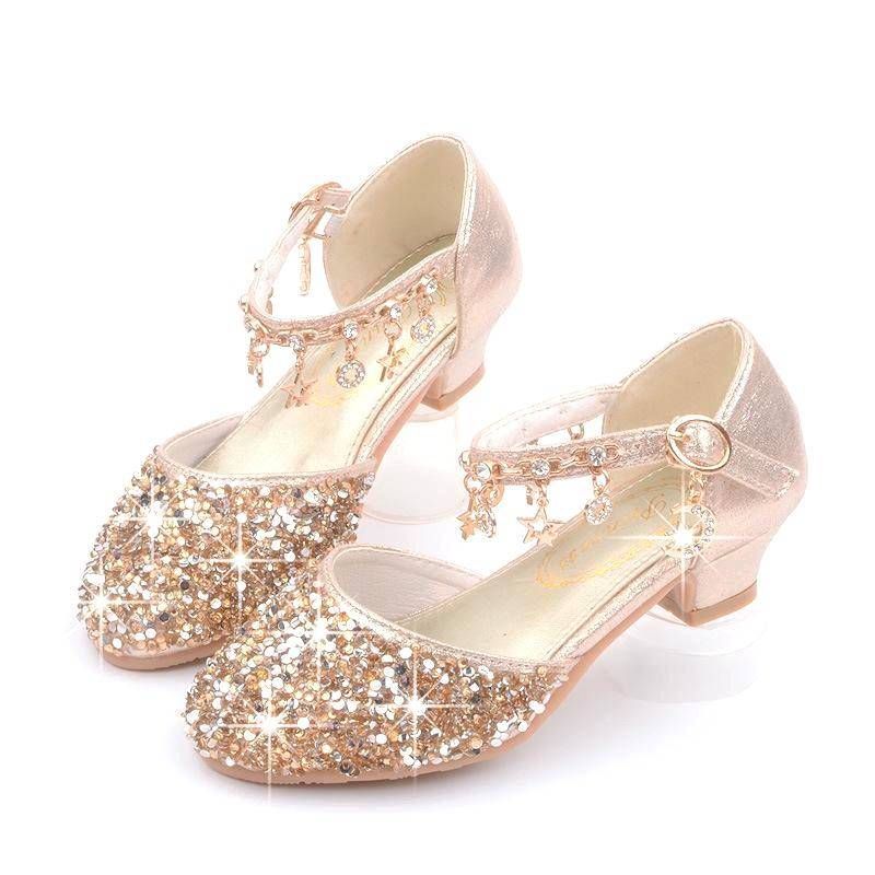 Kinder Prinzessin Schuhe Frühling Herbst Kristall High Heels Mädchen Performance Schuhe 32 gold von Joom DACH
