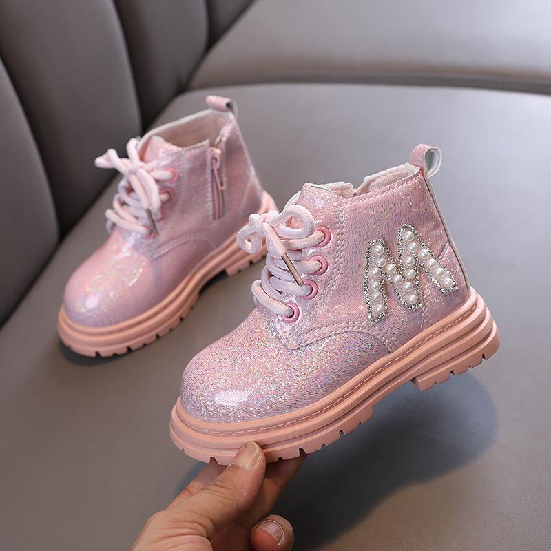 Kinder Prinzessin Schuhe Niedrige Röhre Pailletten Kinder Winter Stiefel Neue Mädchen Stiefel Niedrigen absätzen Baby Casual Stiefel 28 rosa von Joom DACH