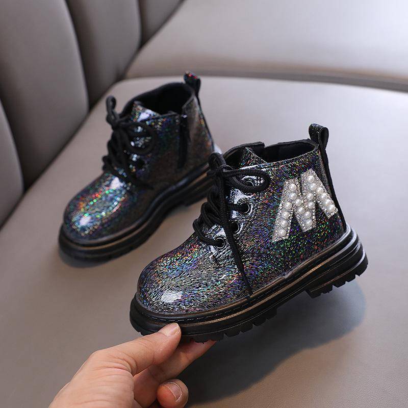 Kinder Prinzessin Schuhe Niedrige Röhre Pailletten Kinder Winter Stiefel Neue Mädchen Stiefel Niedrigen absätzen Baby Casual Stiefel 28 schwarz von Joom DACH